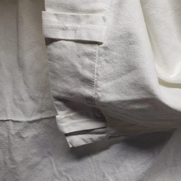 Pair of Pottery Barn White Cotton Woven Canvas Curtains 49.5"x77" Classic - Picture 5 of 5